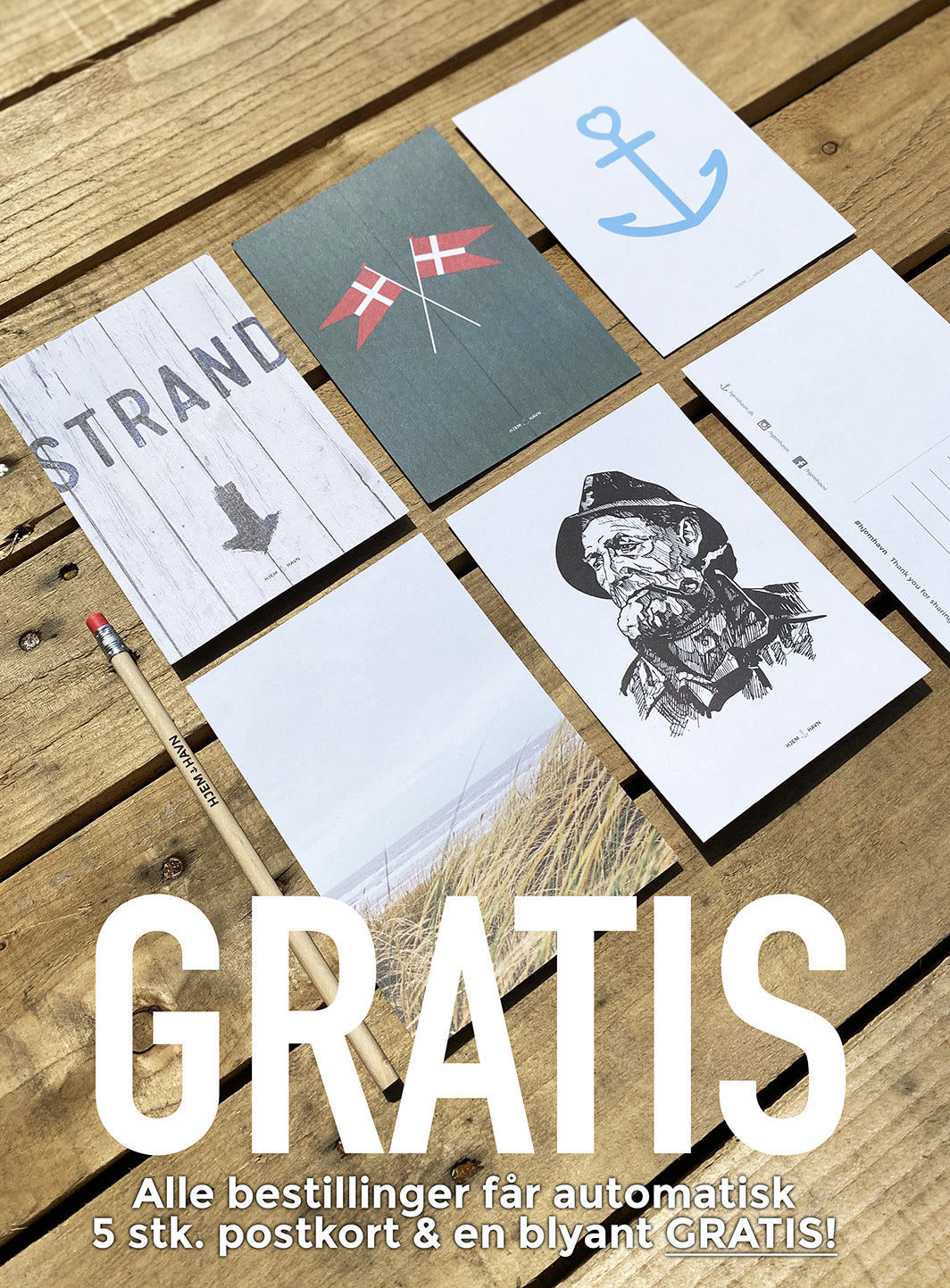 Sommer Give-Away: Du får 5 GRATIS postkort + blyant