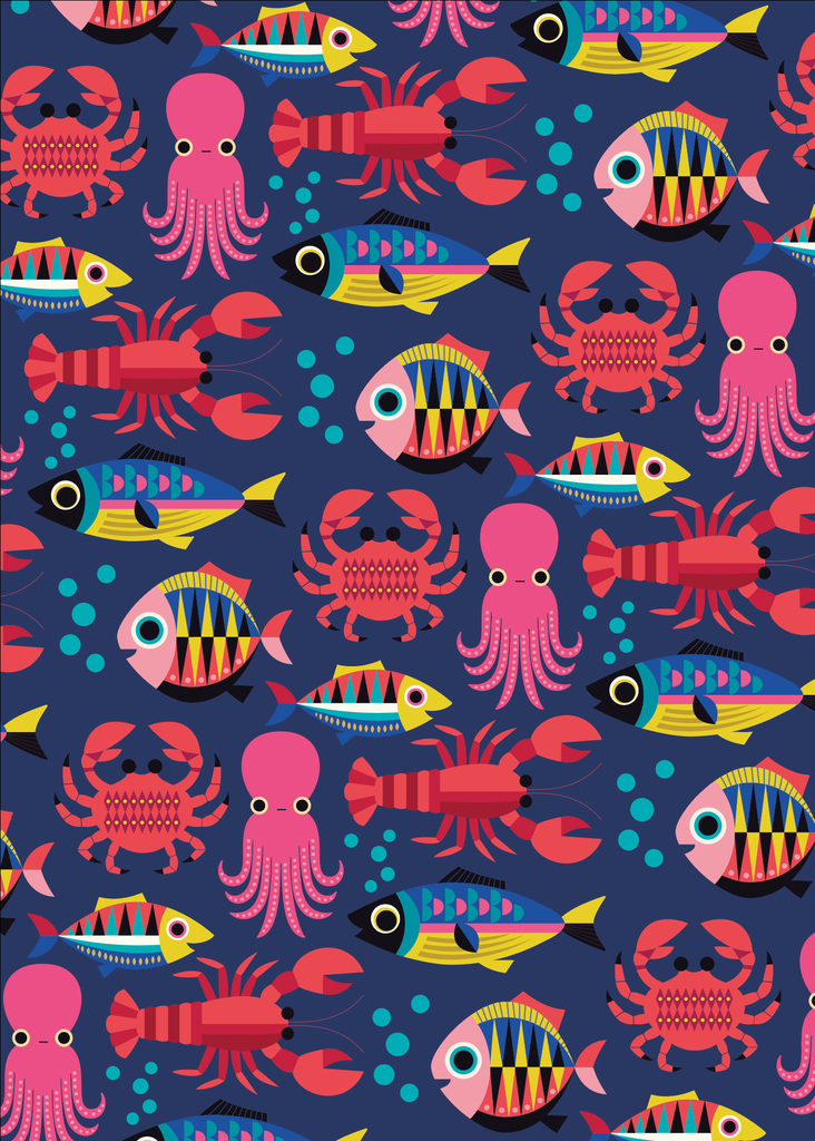 Viskestykke "Sealife - Blue"