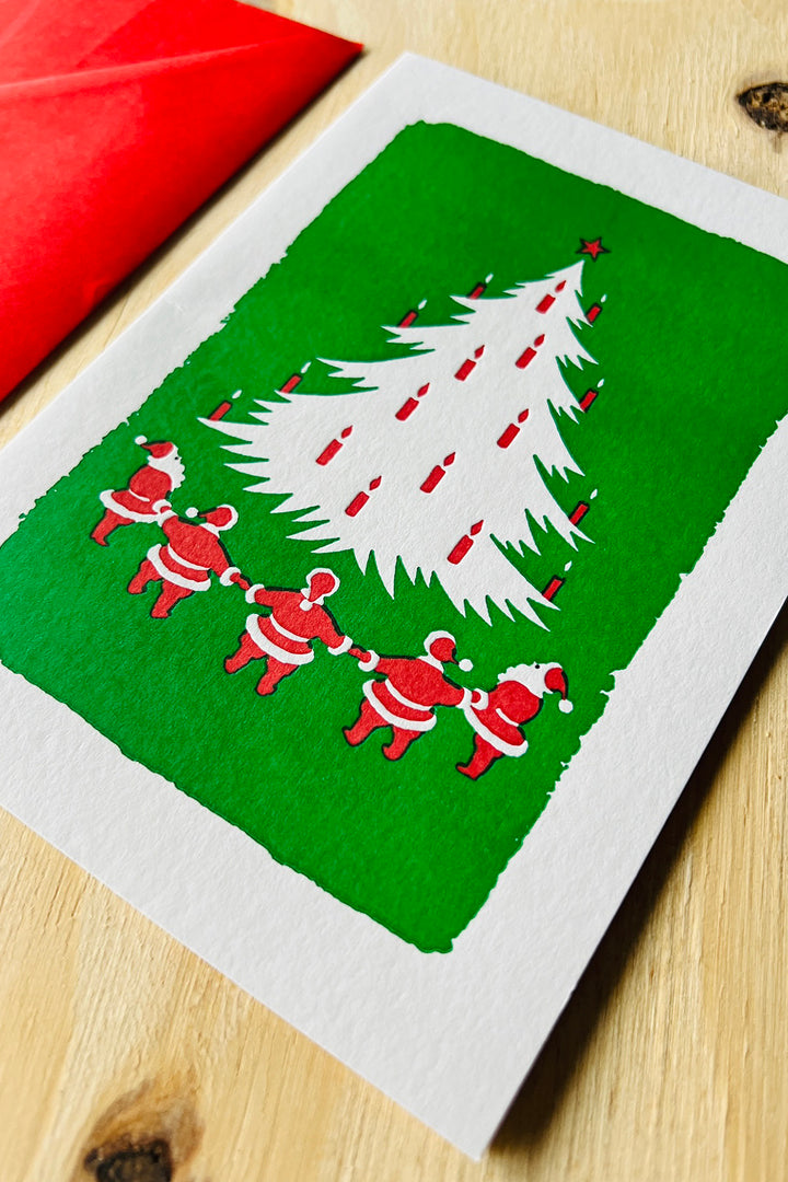 Letterpress Card "Santas"