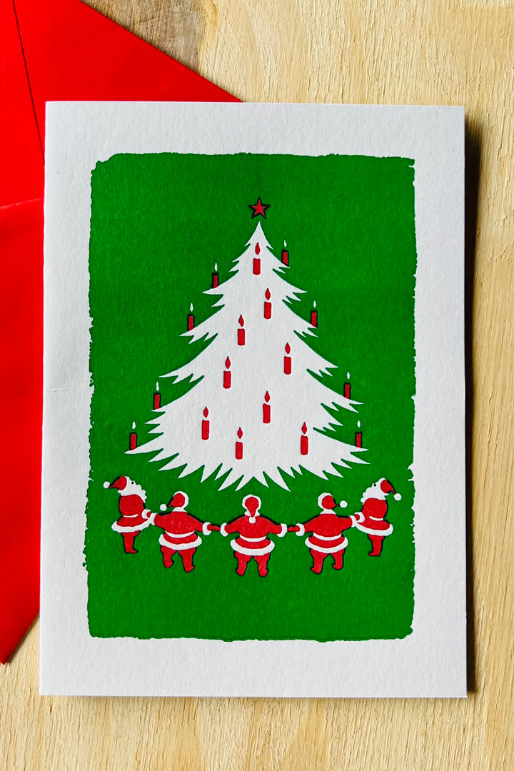 Letterpress Card "Santas"
