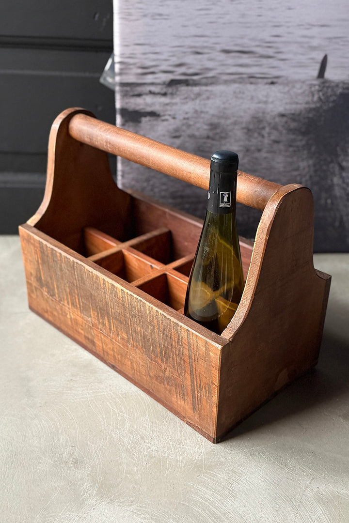 Bottle holder made of recycled wood