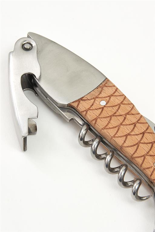 Corkscrew &amp; knife - Metal/Wood
