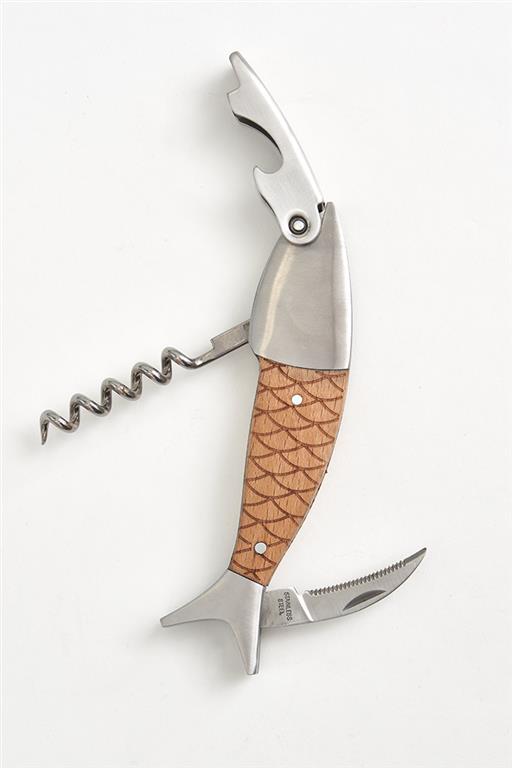 Corkscrew &amp; knife - Metal/Wood