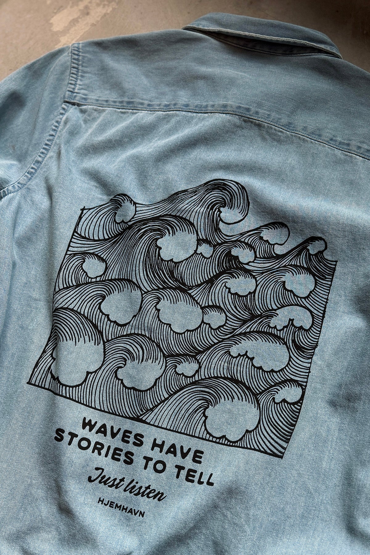 Organic Denim Shirt "Just listen" - Women