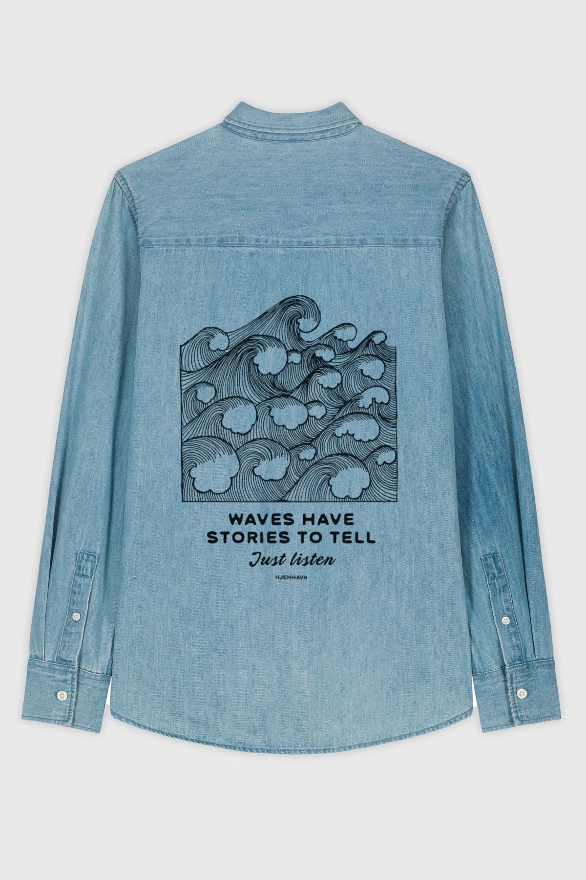 Organic Denim Shirt "Just listen" - Women