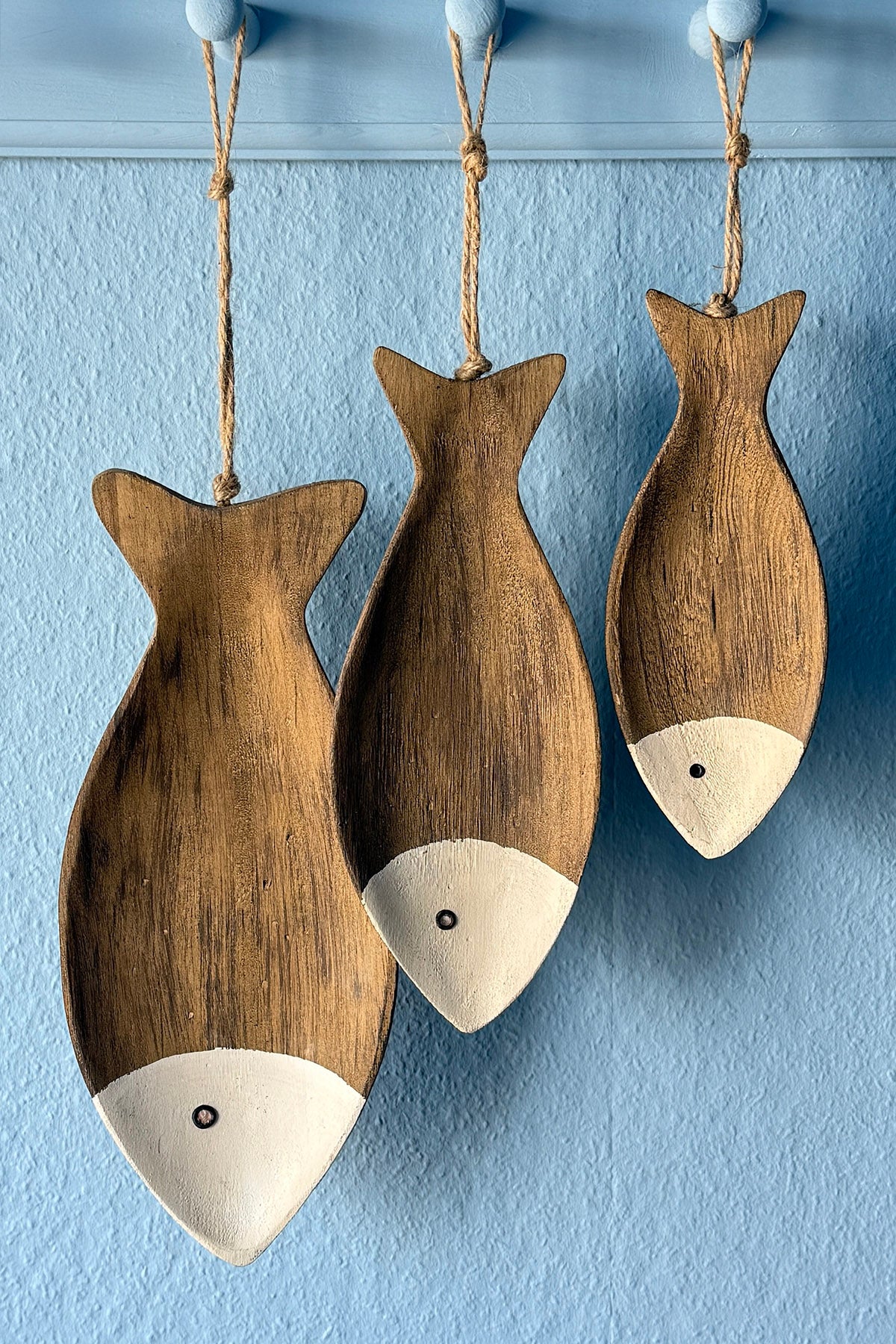 3 stk træbakker "Fisk"