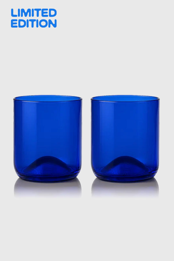 Drinking glasses from wine bottles (Bleu) - Short