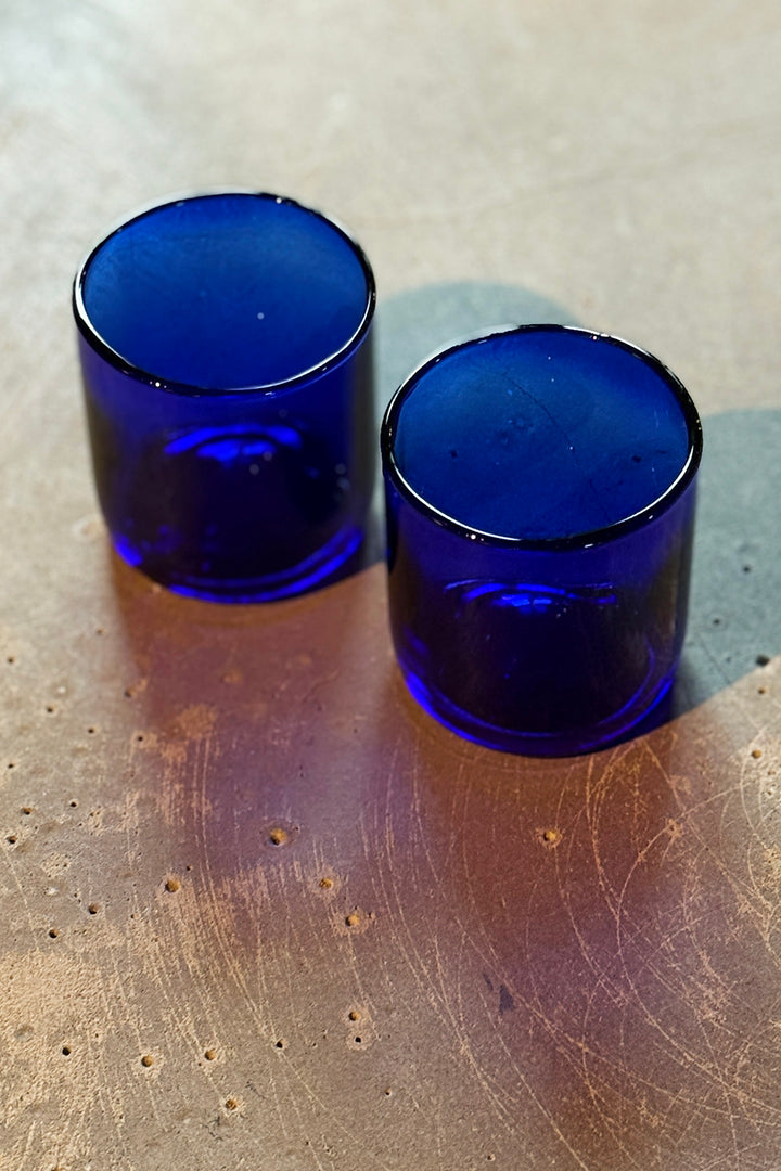 Drinking glasses from wine bottles (Bleu) - Short
