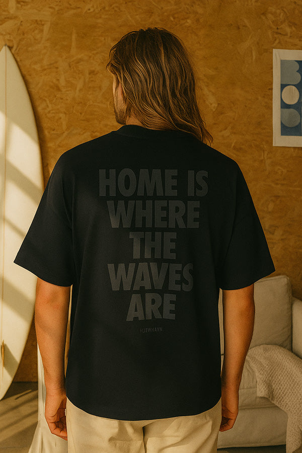 Heavy Weight Boxy Tee "Home" - Black