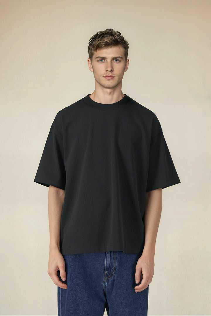 Heavy Weight Boxy Tee "Home" - Black