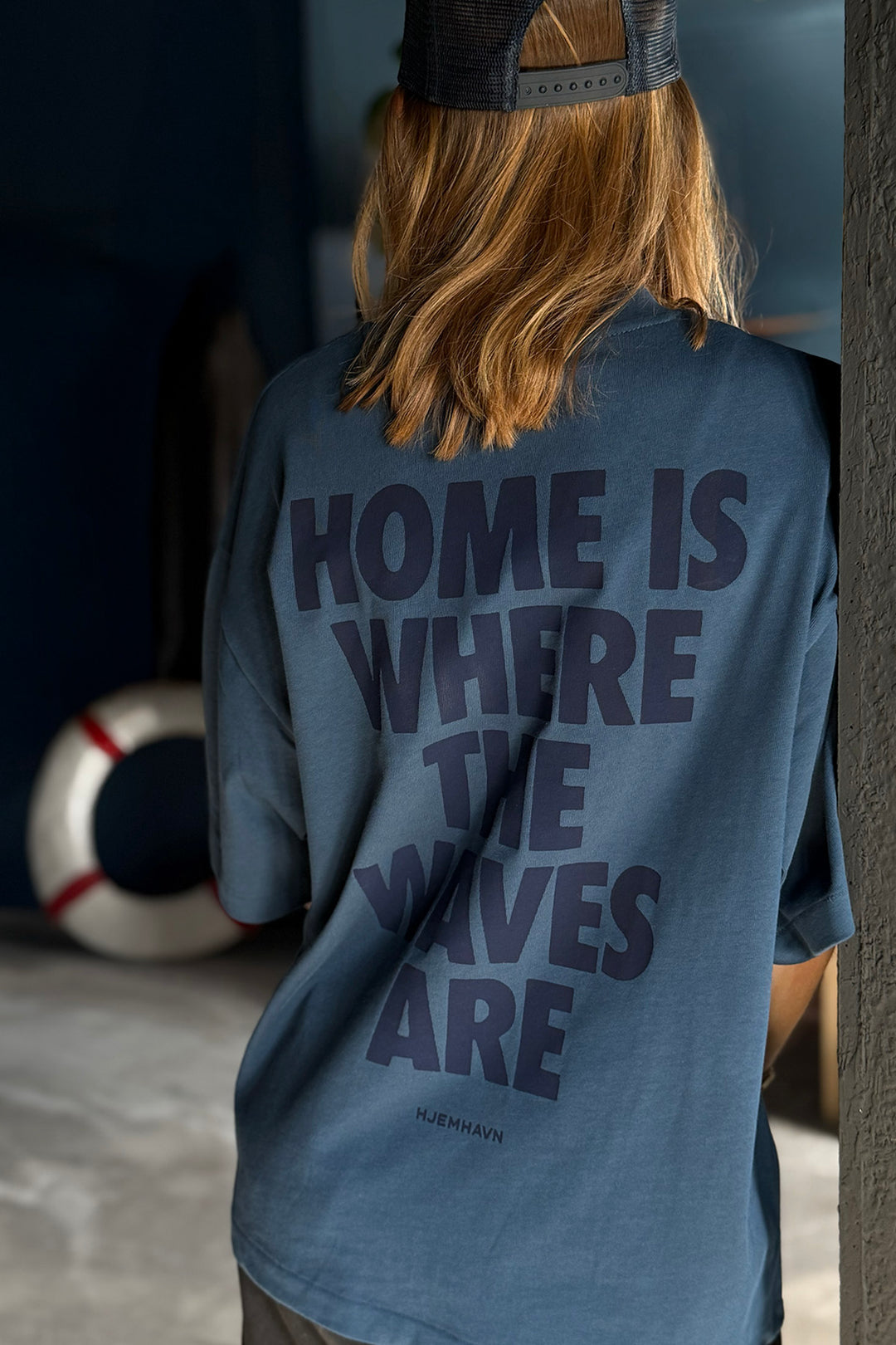 Heavy Weight Boxy Tee "Home" - Blue