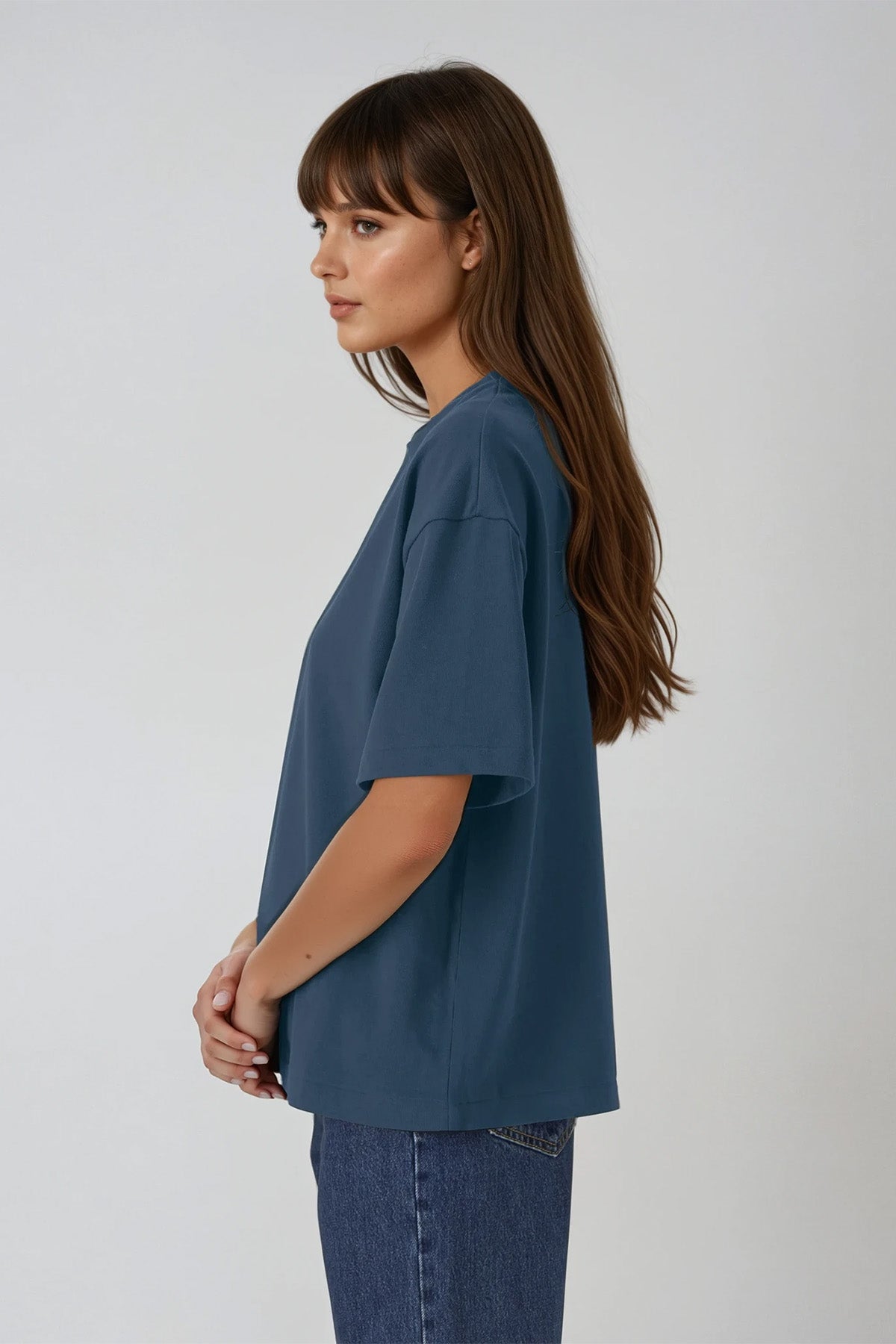 Heavy Weight Boxy Tee "Home" - Blue