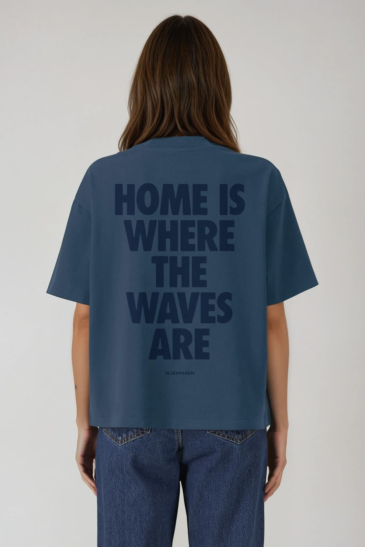 Heavy Weight Boxy Tee "Home" - Blue