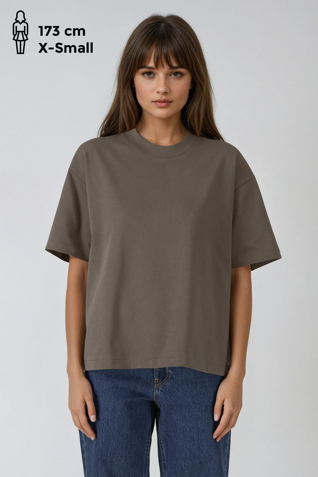 Heavy Weight Boxy Tee "Home" - Brown