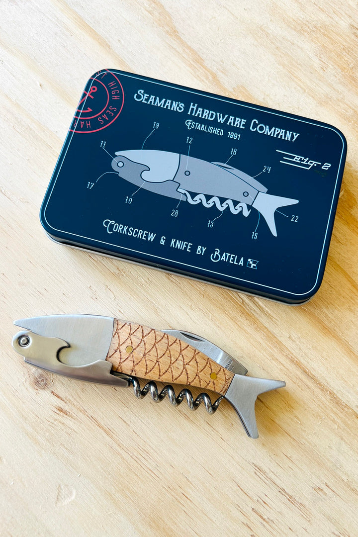 Corkscrew &amp; knife - Metal/Wood