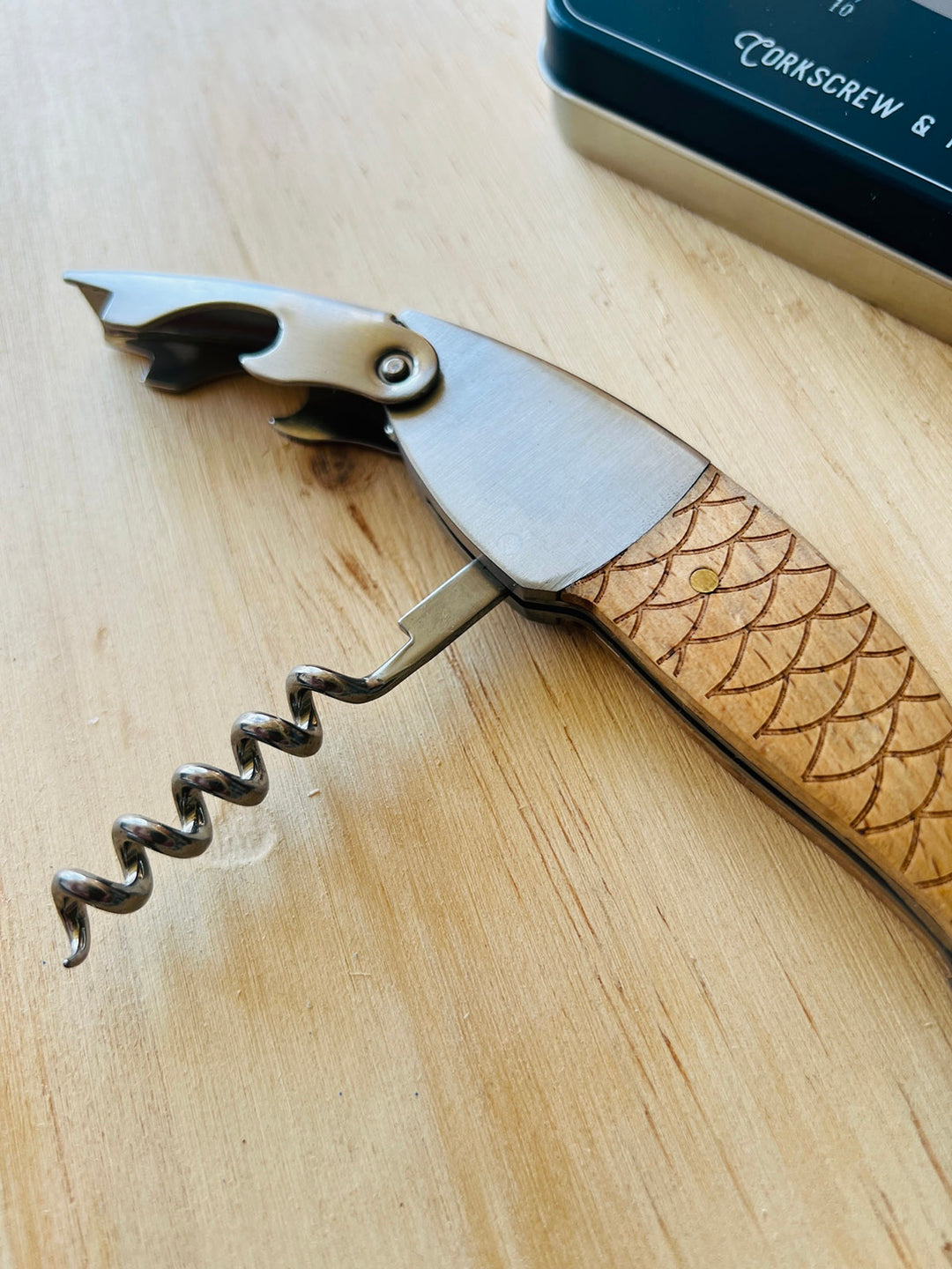 Corkscrew &amp; knife - Metal/Wood