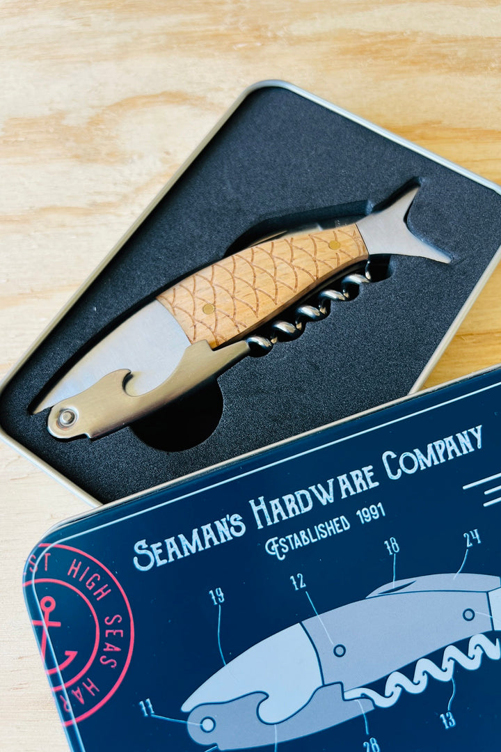 Corkscrew &amp; knife - Metal/Wood