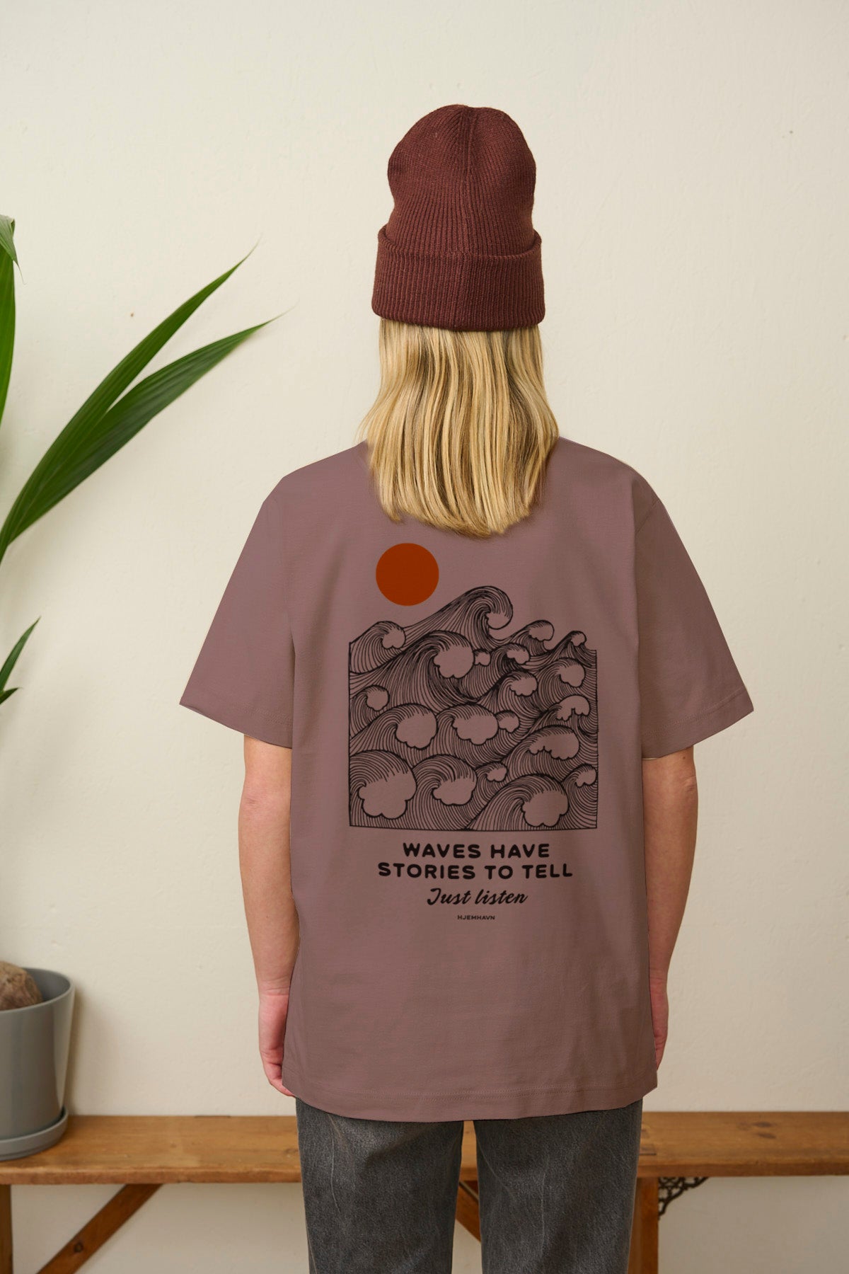 Heavy Weight Tee "Just Listen" - Smokey Mauve