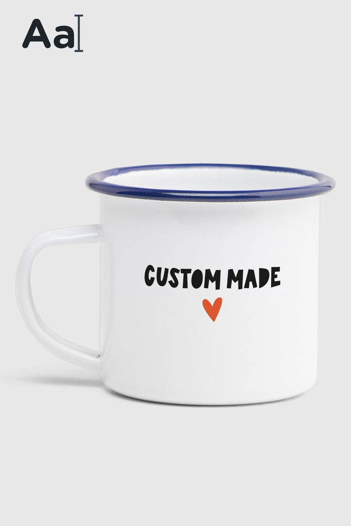 Emaille-Becher "Love" mit Wunschname 
