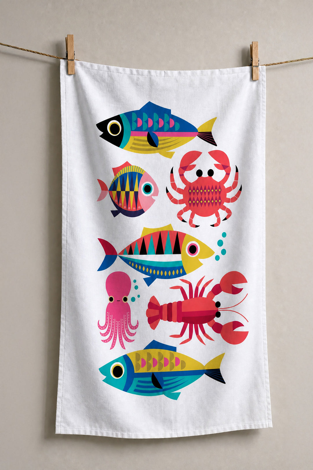 Viskestykke "Sealife - White"