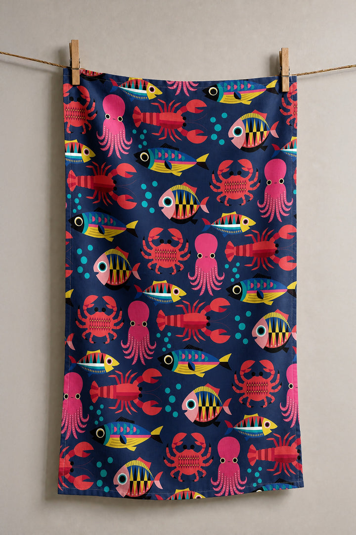 Viskestykke "Sealife - Blue"