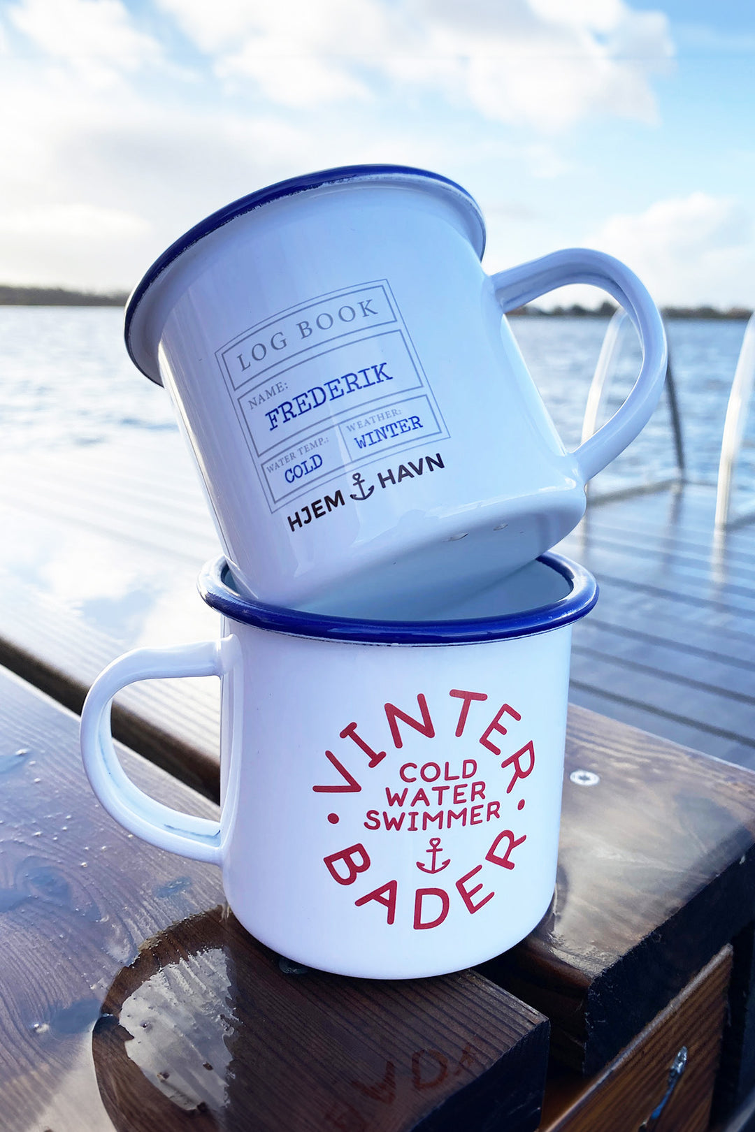 Emaljekrus "Vinterbader" inkl. navn
