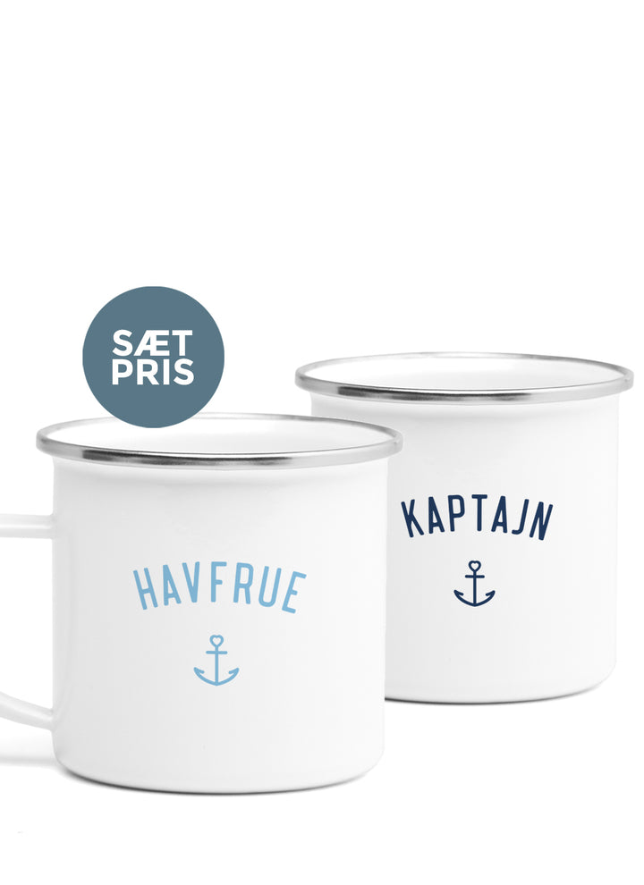 Emaljekrus "Kaptajn" & "Havfrue" (Sæt)