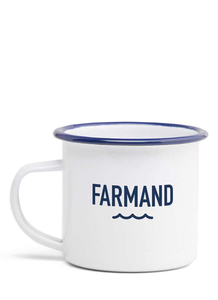 Emaljekrus med navn (Blå kant)