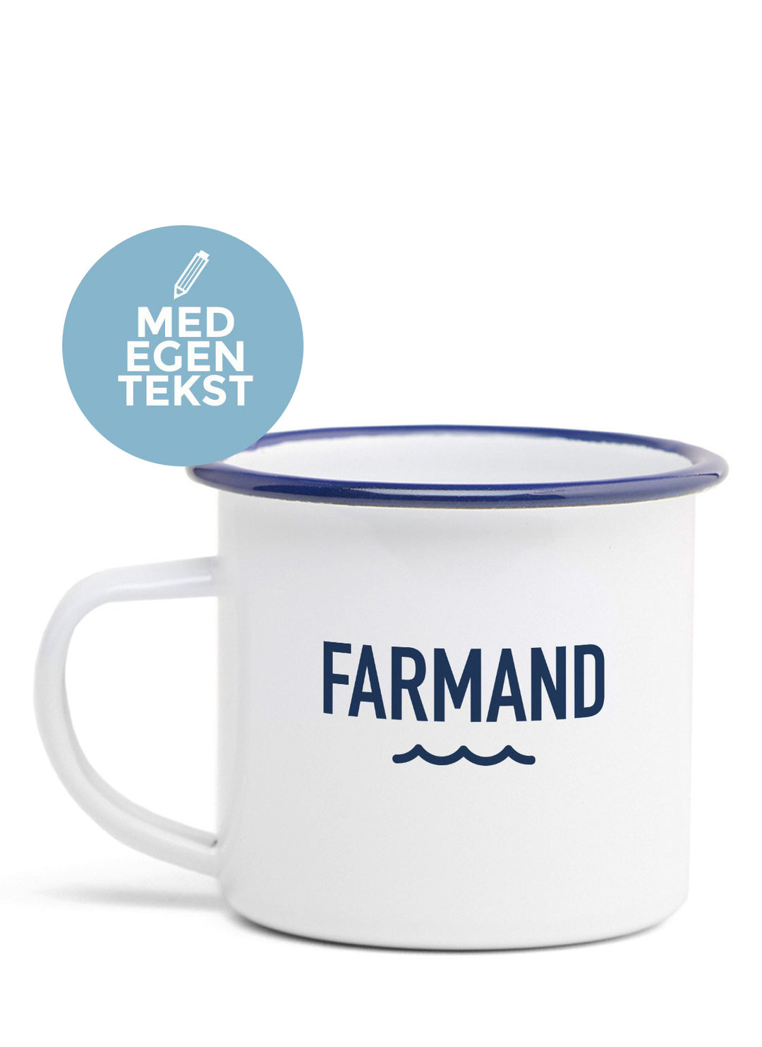 Emaljekrus med navn (Blå kant)